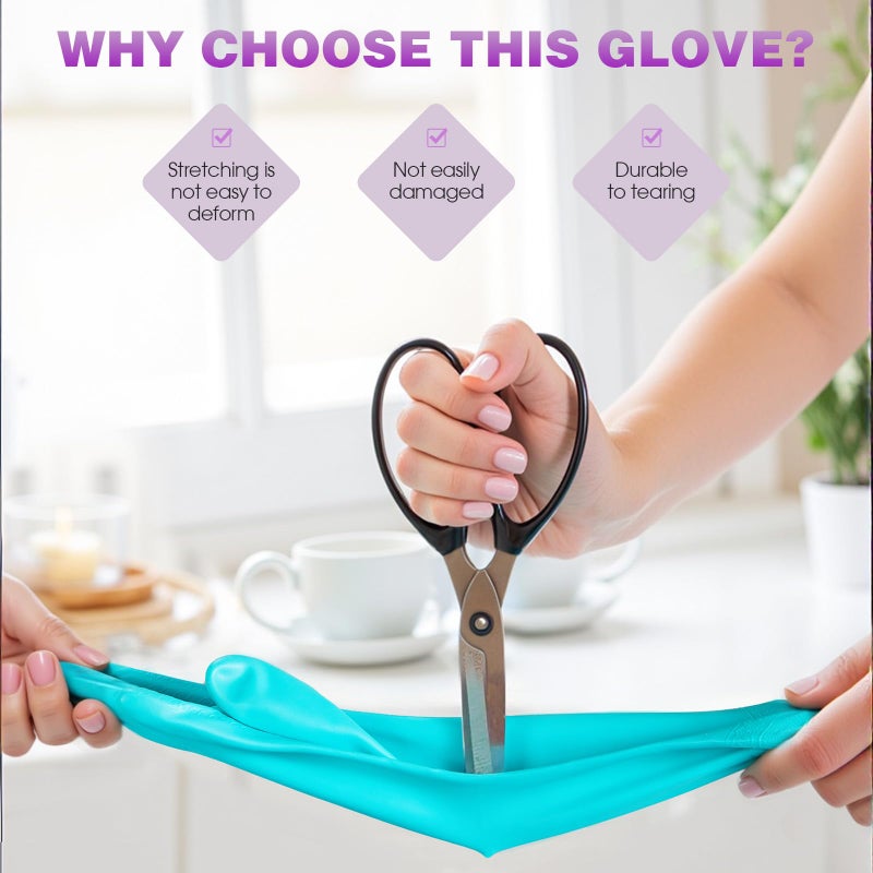 Elgood Reusable Dishwashing Cleaning Gloves with Latex free, Cotton lining,Kitchen Gloves 2 Pairs,Purple+blue large - Image 3